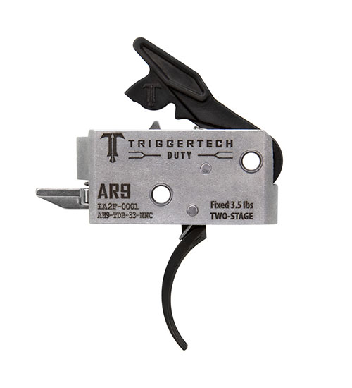 El gatillo AR-9 Duty de TRIGGERTECH ofrece fiabilidad robusta y rendimiento superior, con un recorrido más largo y un reinicio más contundente para un disparo óptimo.